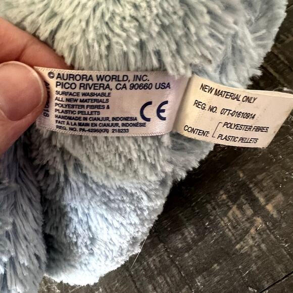 Aurora Blue Baby Elephant Plush, Stuffed Animal 10" - Picture 5 of 5